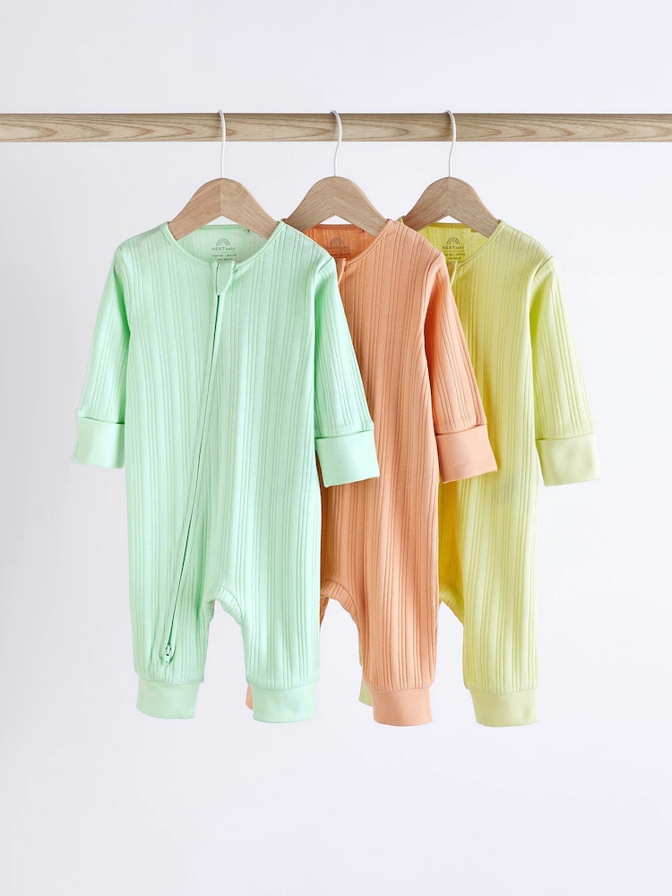 Bright Baby Footless 2 Way Zip Sleepsuits 3 Pack (0mths-3yrs) - Image 1 of 8