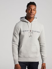 Tommy Hilfiger Grey Tommy Hilfiger Green Logo Hoodie - Image 2 of 5