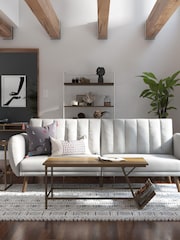 Novogratz White Brittany Linen Sofa Bed - Image 1 of 4