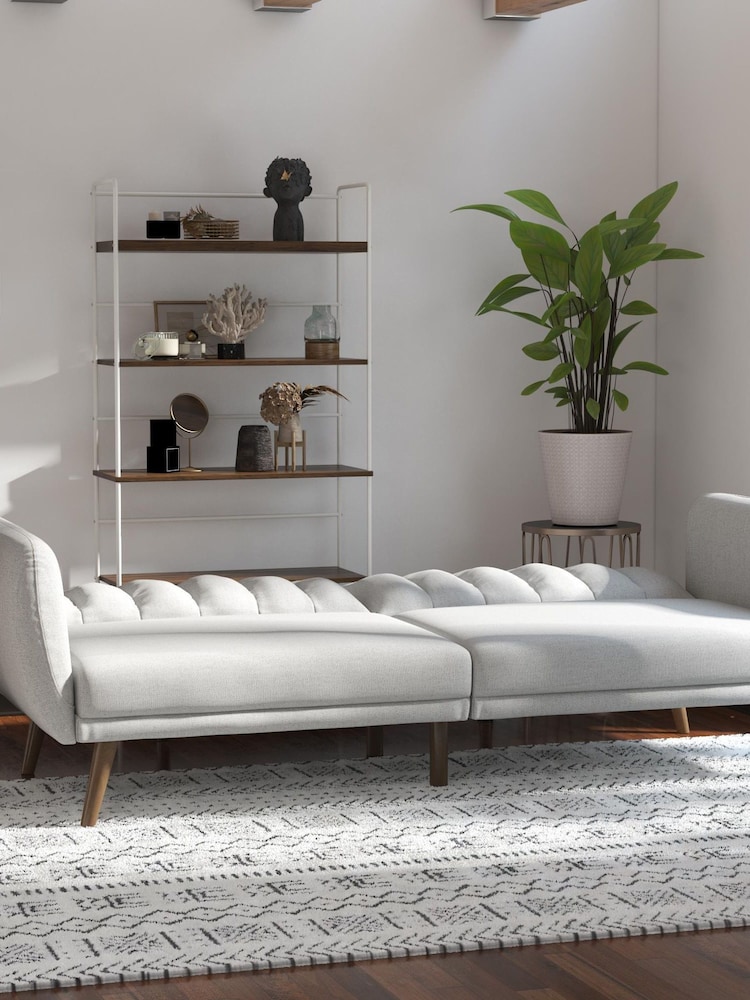 Novogratz White Brittany Linen Sofa Bed - Image 2 of 4