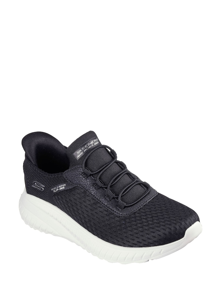 Skechers Black White Standard Fit Slip-Ins: BOBS Sport Squad Chaos Trainers - Image 6 of 8
