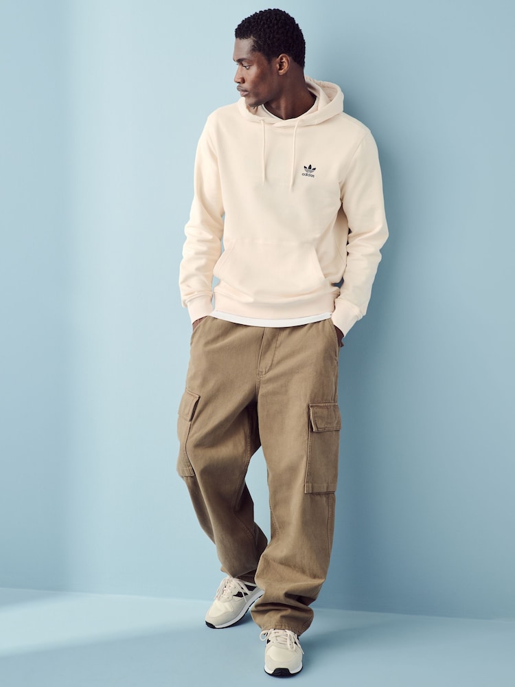 adidas originals White 100% Cotton Trefoil Essentials Hoodie - Image 2 of 6