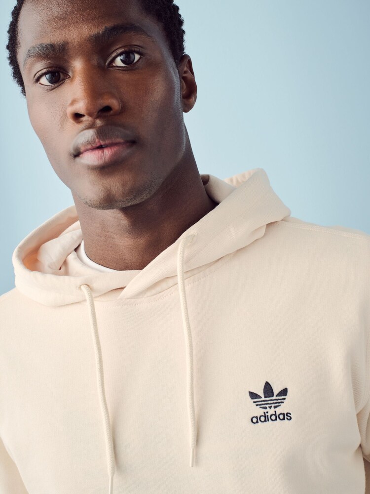adidas originals White 100% Cotton Trefoil Essentials Hoodie - Image 4 of 6