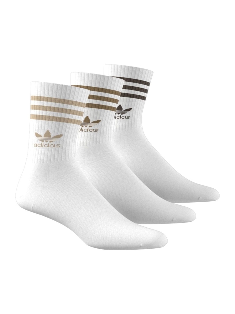 adidas Originals White Off 3 Pack Mid Cut Crew Socks 3 Pack - Image 4 of 10