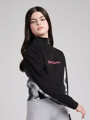 Juicy Couture Black Girls Marble Print Panel 1/4 Zip Sweatshirt - Image 3 of 8