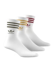 adidas Originals Cream White Mid Cut Crew Socks 3 Pack - Image 1 of 9