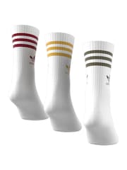 adidas Originals Cream White Mid Cut Crew Socks 3 Pack - Image 2 of 9