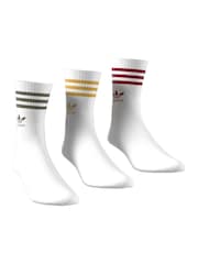 adidas Originals Cream White Mid Cut Crew Socks 3 Pack - Image 3 of 9