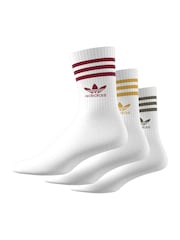 adidas Originals Cream White Mid Cut Crew Socks 3 Pack - Image 6 of 9