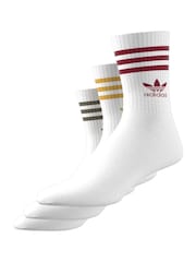 adidas Originals Cream White Mid Cut Crew Socks 3 Pack - Image 7 of 9
