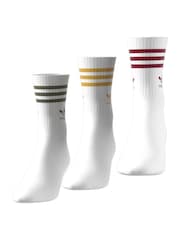 adidas Originals Cream White Mid Cut Crew Socks 3 Pack - Image 8 of 9
