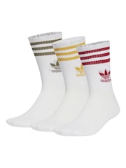 adidas Originals Cream White Mid Cut Crew Socks 3 Pack - Image 9 of 9