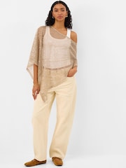 Accessorize Cream Sheer Sequin Poncho - Image 1 of 3