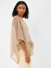 Accessorize Cream Sheer Sequin Poncho - Image 2 of 3