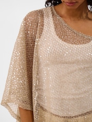 Accessorize Cream Sheer Sequin Poncho - Image 3 of 3