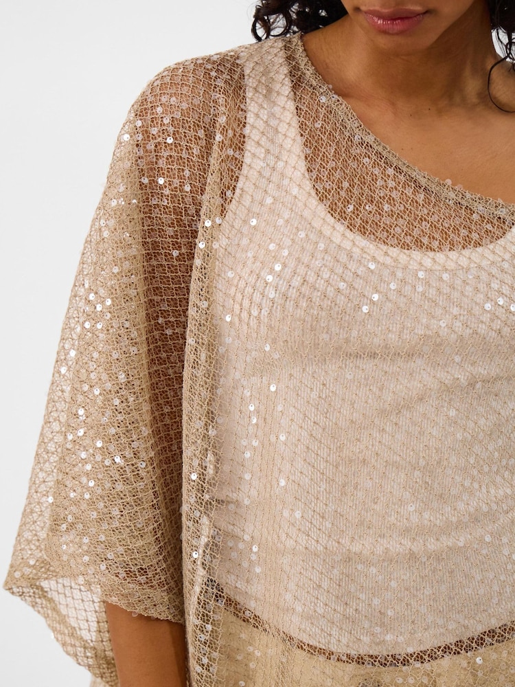 Accessorize Cream Sheer Sequin Poncho - Image 3 of 3 Accessorize Cream Sheer Sequin Poncho - Image 3 of 3