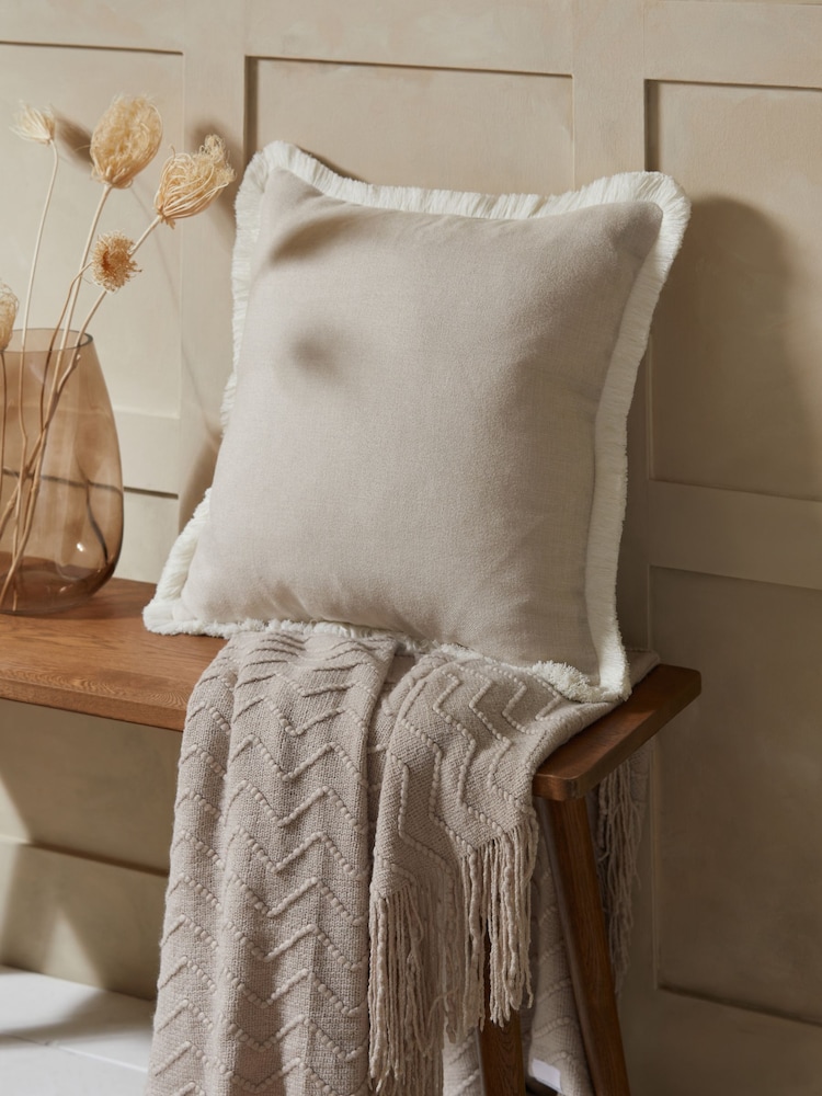 Natural Dalby Fringe Trim 50 x 50cm Cushion - Image 1 of 5