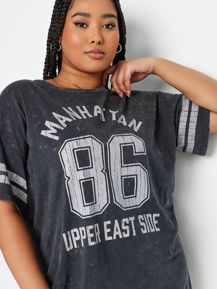 Yours Curve Grey Varsity Manhattan Top - Image 5 of 5