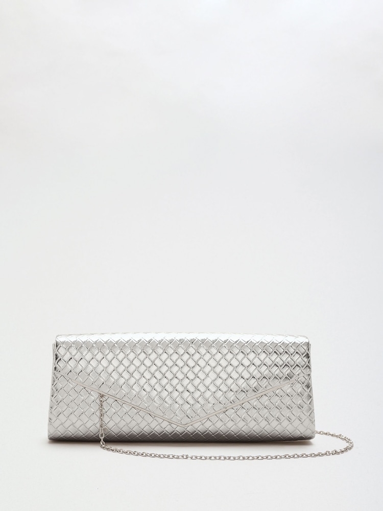Lipsy Silver Envelope Clutch - Image 1 of 4