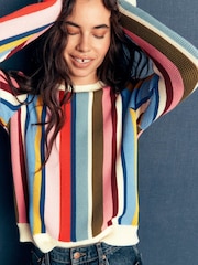 Boden Cream Stripe Stitch Detail Jumper - Image 4 of 6