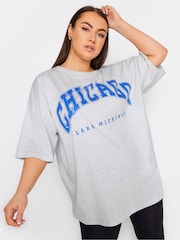 Yours Curve Grey Chicago Boxy T-Shirt - Image 1 of 4