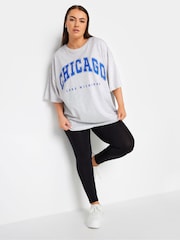 Yours Curve Grey Chicago Boxy T-Shirt - Image 3 of 4
