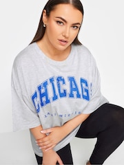 Yours Curve Grey Chicago Boxy T-Shirt - Image 4 of 4