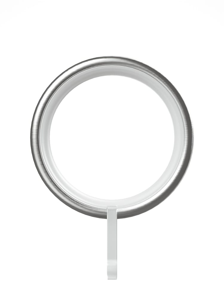 Brushed Silver 10 Pack 28mm Diameter Metal Curtain Pole Rings - Image 4 of 4