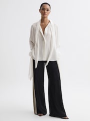 Reiss Ivory Giselle Tie Detail Blouse - Image 3 of 5