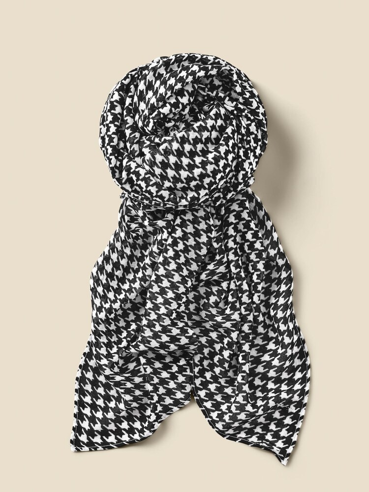 Sosandar Black Dogtooth Print Scarf - Image 1 of 4