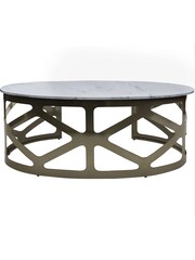 Libra Interiors Black Metropolitan Coffee Nickel Finish Round Coffee Table - Image 2 of 4