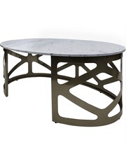 Libra Interiors Black Metropolitan Coffee Nickel Finish Round Coffee Table - Image 3 of 4