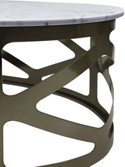 Libra Interiors Black Metropolitan Coffee Nickel Finish Round Coffee Table - Image 4 of 4