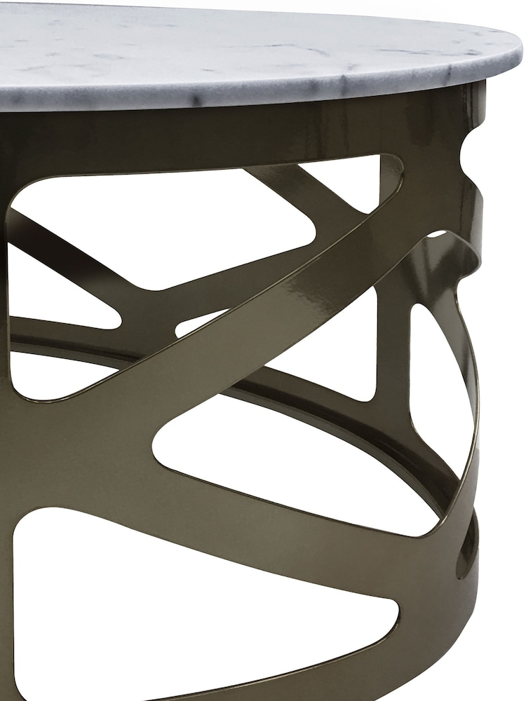 Libra Interiors Black Metropolitan Coffee Nickel Finish Round Coffee Table - Image 4 of 4