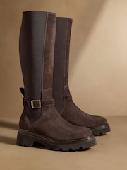 Brun semsket skinn - Russell & Bromley Mysty Knee High Boots - Bilde 1 av 7