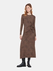Whistles Coffee Bean Tie Brown Jersey Dress - Image 1 of 5
