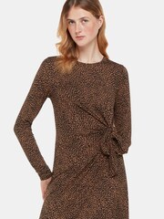 Whistles Coffee Bean Tie Brown Jersey Dress - Image 3 of 5
