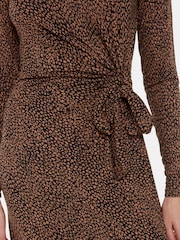 Whistles Coffee Bean Tie Brown Jersey Dress - Image 4 of 5