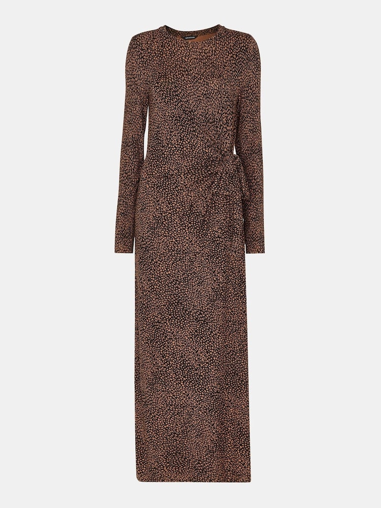 Whistles Coffee Bean Tie Brown Jersey Dress - Image 5 of 5