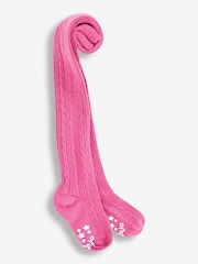 JoJo Maman Bébé Fuchsia Cotton Rich Cable Tights - Image 1 of 1