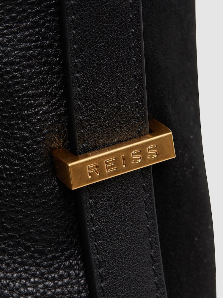 Reiss Black Vigo Leather Suede Handbag - Image 6 of 6 Reiss Black Vigo Leather Suede Handbag - Image 6 of 6