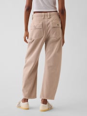 Gap Beige Mid Rise Barrel Utility Ankle Trousers - Image 2 of 5