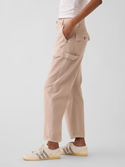 Gap Beige Mid Rise Barrel Utility Ankle Trousers - Image 3 of 5