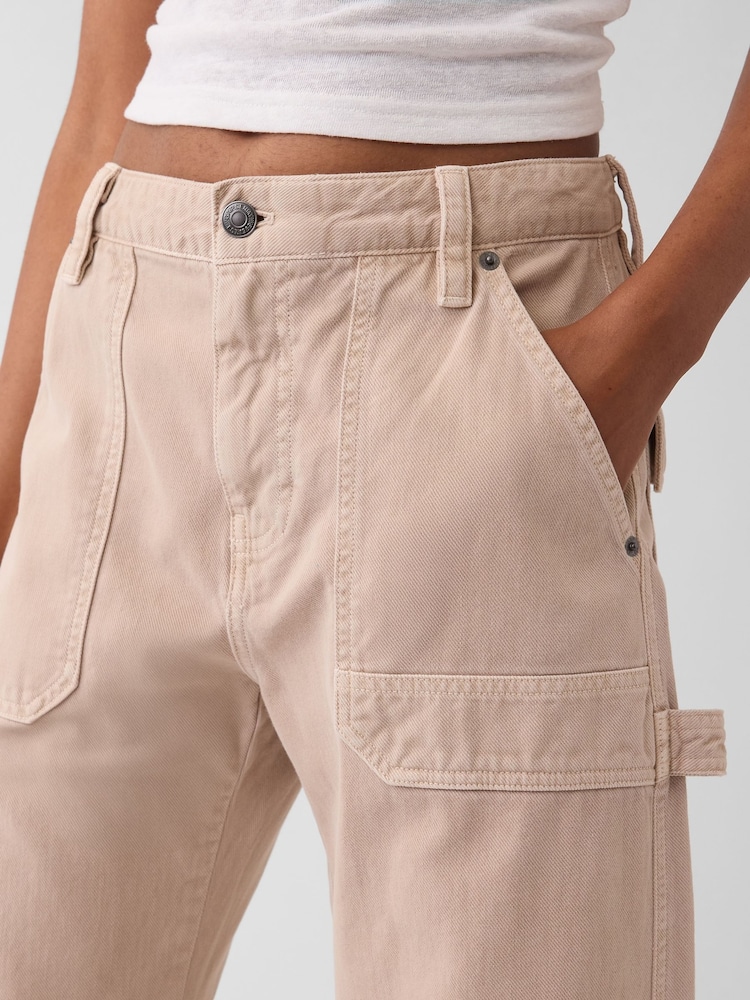 Gap Beige Mid Rise Barrel Utility Ankle Trousers - Image 5 of 5