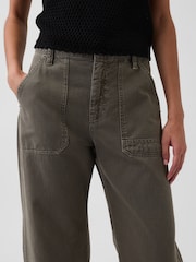 Gap Green Mid Rise Barrel Utility Ankle Trousers - Image 5 of 5