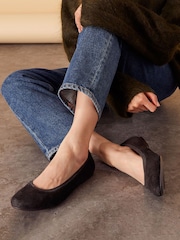 Accessorize Black Suede Ballet Shoes - Image 1 of 4