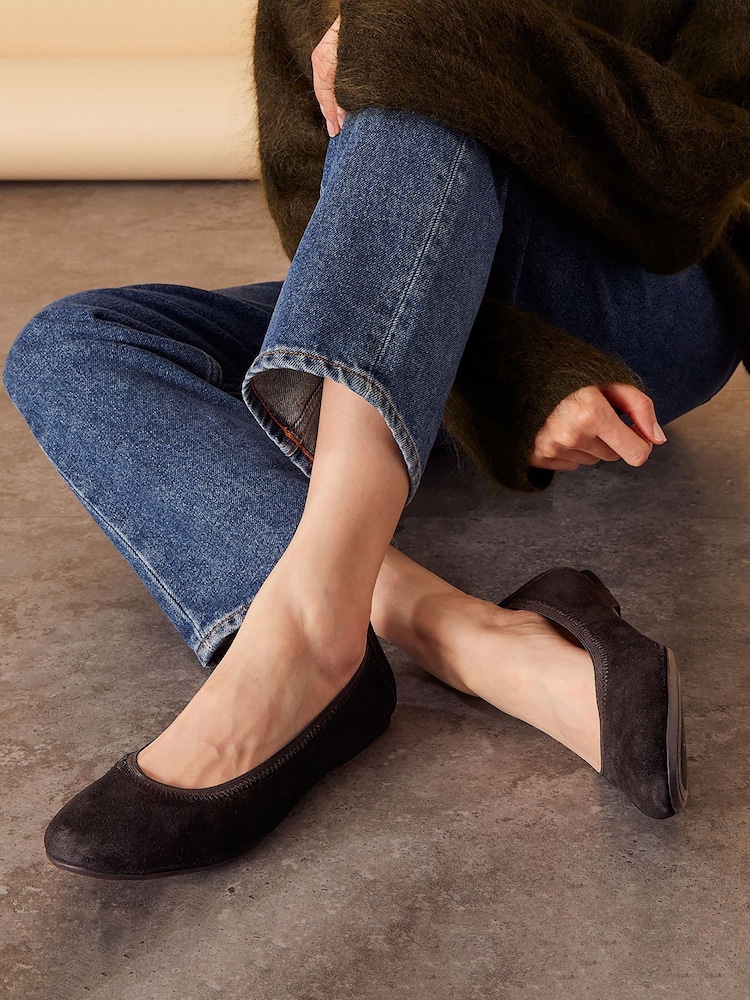 Accessorize Black Suede Ballet Shoes - Image 1 of 4