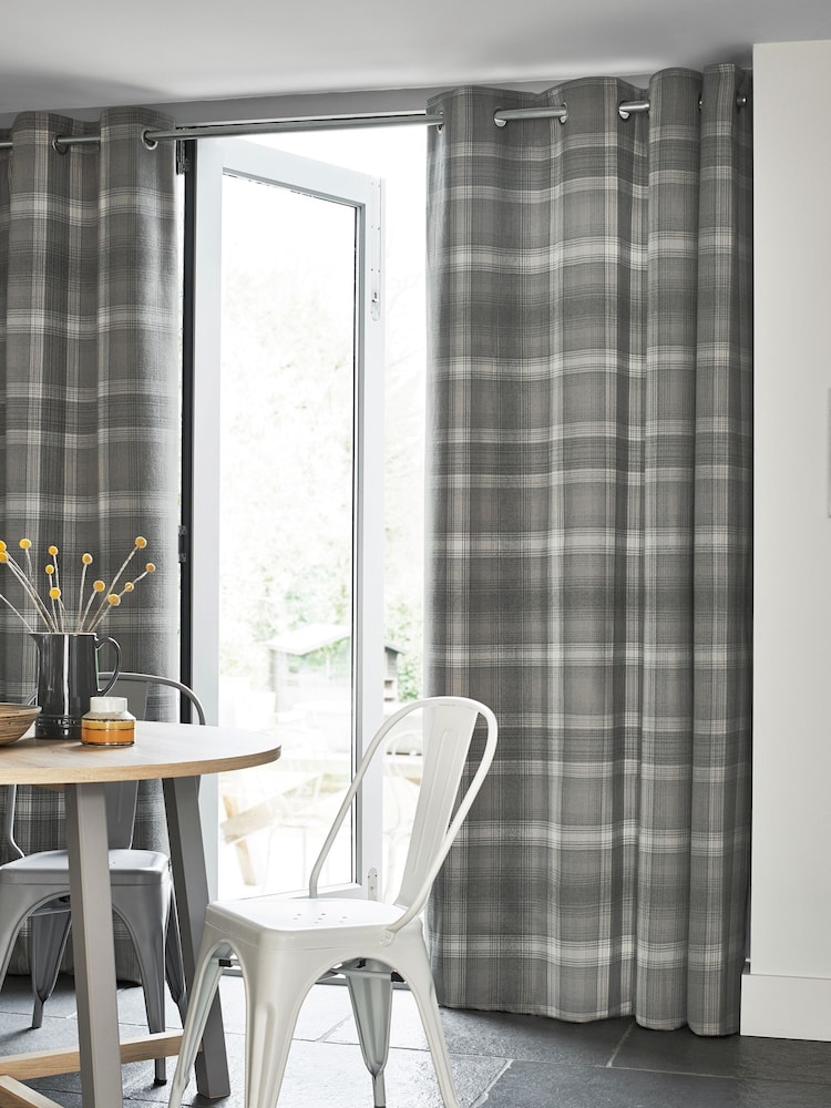 Grey Cosy Check Made To Measure Curtains - Image 1 of 8