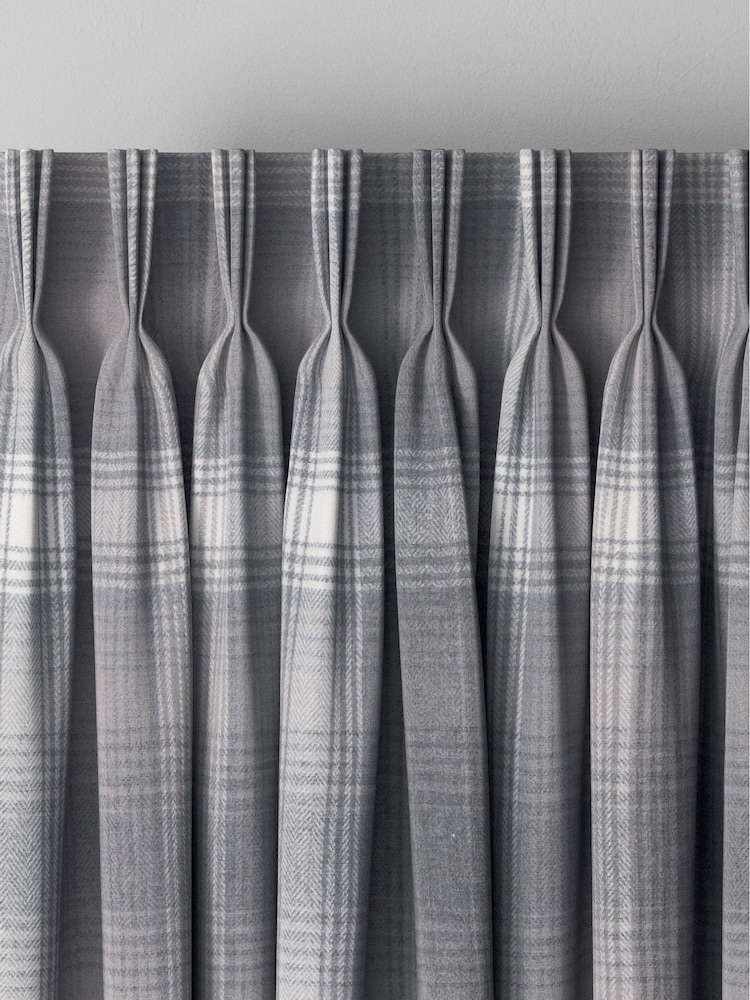 Grey Cosy Check Made To Measure Curtains - Image 2 of 8