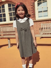 Grey Jersey Stretch Bow School Pinafore (3-14yrs) - Image 1 of 7